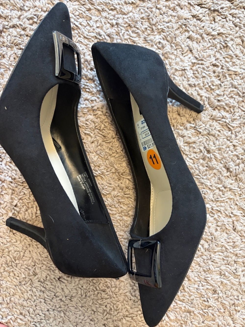 Jones New York Black Pointed-Toe Pumps with Silver Buckle - Picture 4 of 5